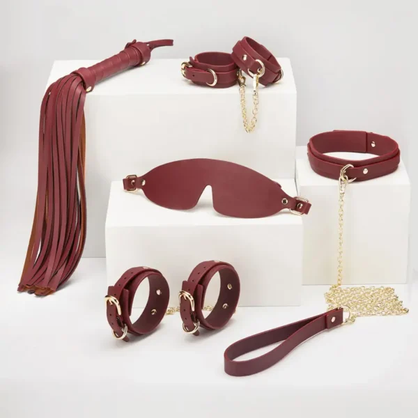 BDSM – Wine red& Navy blue bondage kit (ZW-077)