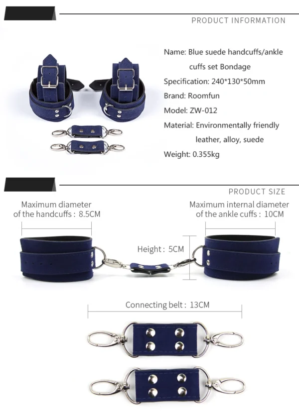 BDSM – Blue handcuffs anklecuffs (ZW-012) - Image 6