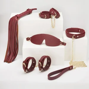 BDSM – Wine red& Navy blue bondage kit - product view 1