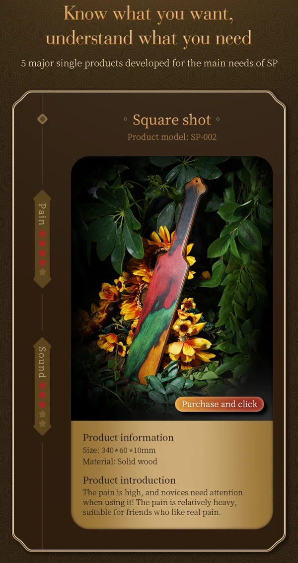 BDSM Paddle – Colorful wooden racket (SP-002) - Image 5