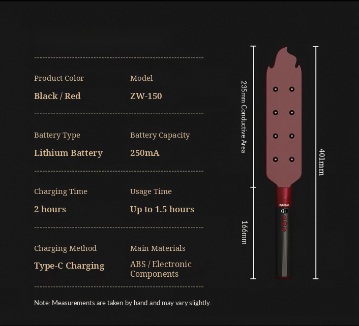 ZW-150 electric paddle product specifications and measurement diagram